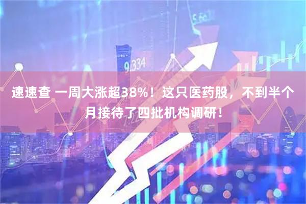 速速查 一周大涨超38%!这只医药股,不到半个月接待了四批机构调研!